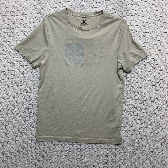 Hurley T-shirt Mens Size Small Beige Short Sleeve Crew Neck Logo - Picture 1 of 8